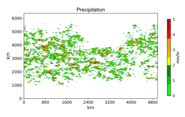 Cover image: Snapshot of the precipitation field from a selected time step (day 73