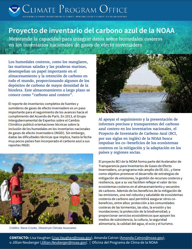 NOAA Blue Carbon Inventory Project Cover in Spanish