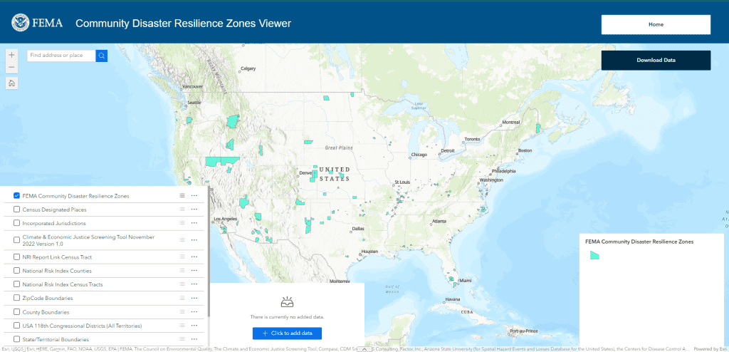 FEMA's Community Disaster Resilience Zones viewer