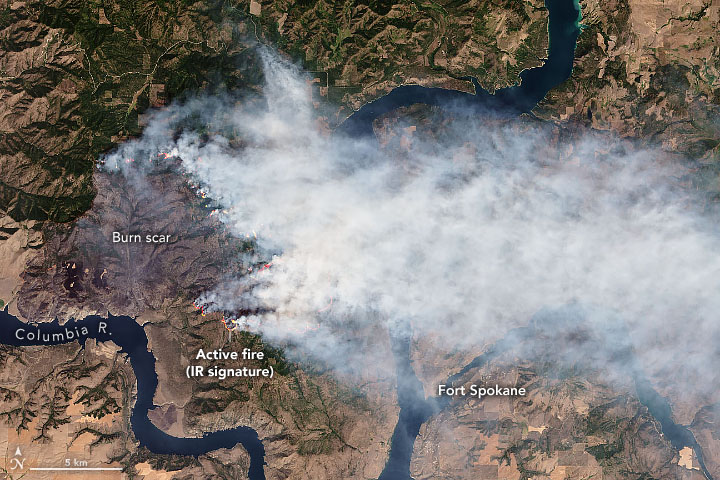 Aerial view of Williams Flats Fire Image credit: NASA Earth Observatory