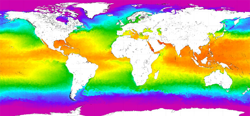 Map of global sea surface temperature