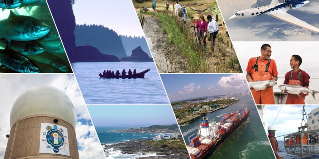 A photo collage highlighting some of the initiatives from NOAA's Inflation Reduction Act investments. (Image credit: NOAA)